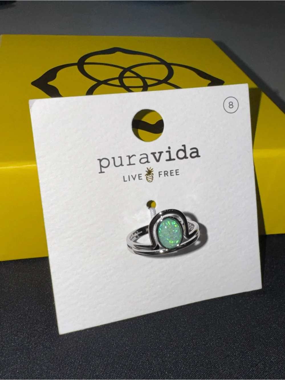 Pura Vida Crowned Blue Opal Ring Size 8 NWT